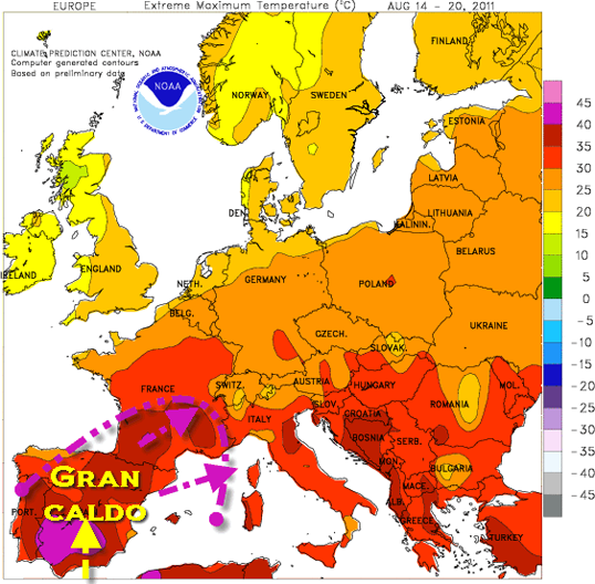 Temperature massime estrema 14-20 agosto 2011