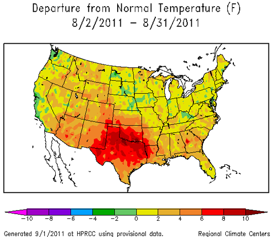 Anomalia termica USA agosto 2011
